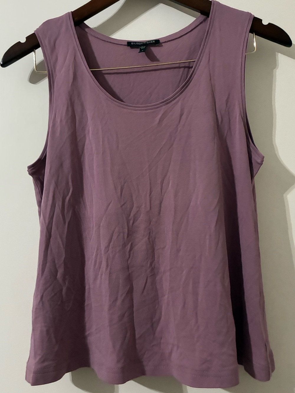 EILEEN FISHER 100% Silk Knit Scoop Neck Tank Top Purple Mauve Small